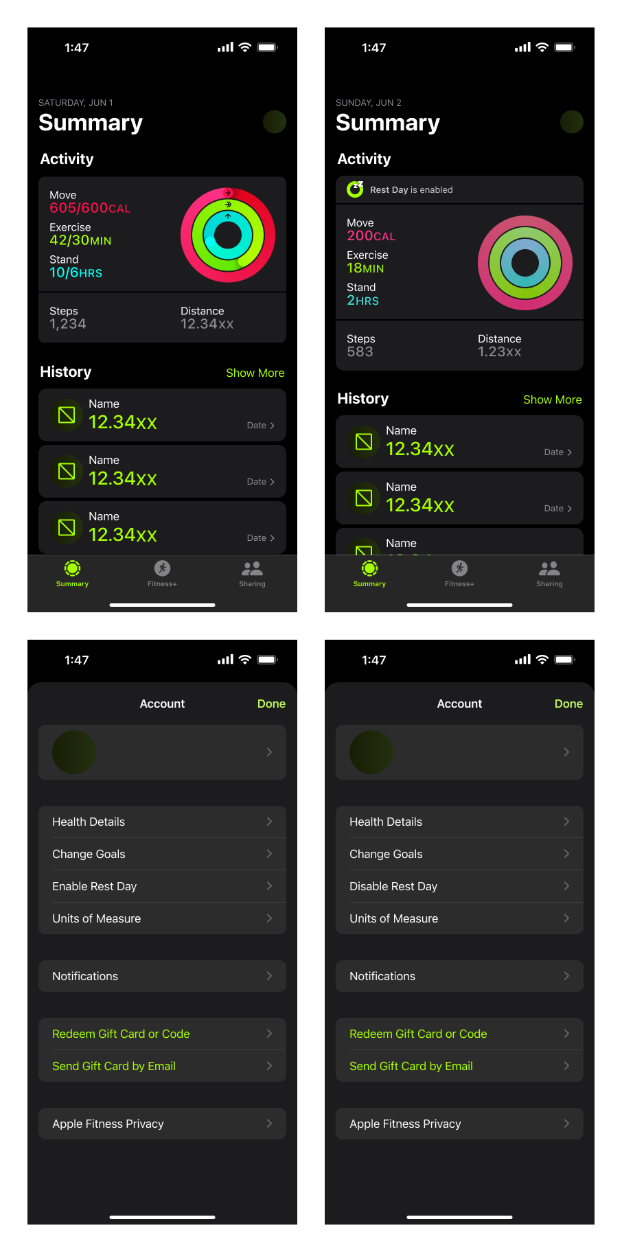 An image of the different application homepages in Figma