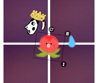 Selected sticker with its interactive tools.