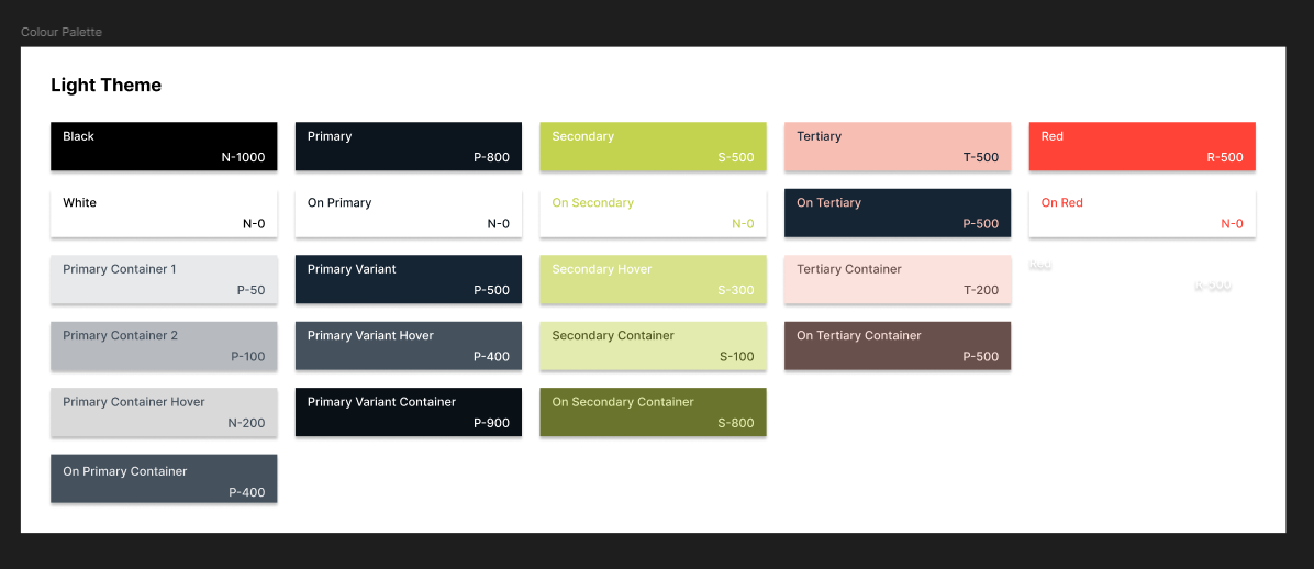 An image of the light themed colour palette.