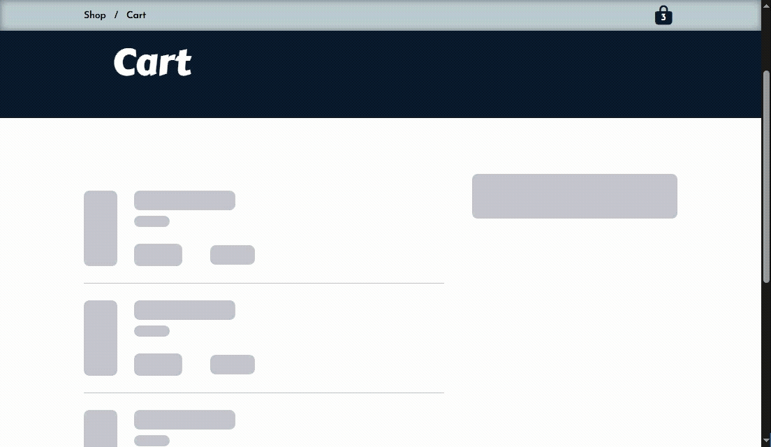 GIF of loading the shopping cart page.