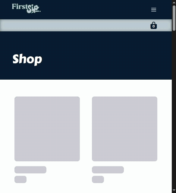GIF of loading the shop page.