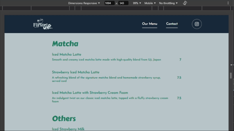 A GIF of the responsive column of main content and constrained text.