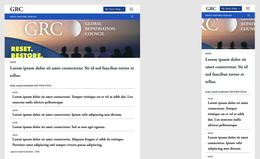 A screenshot of the home page hero section on smaller device frames.
