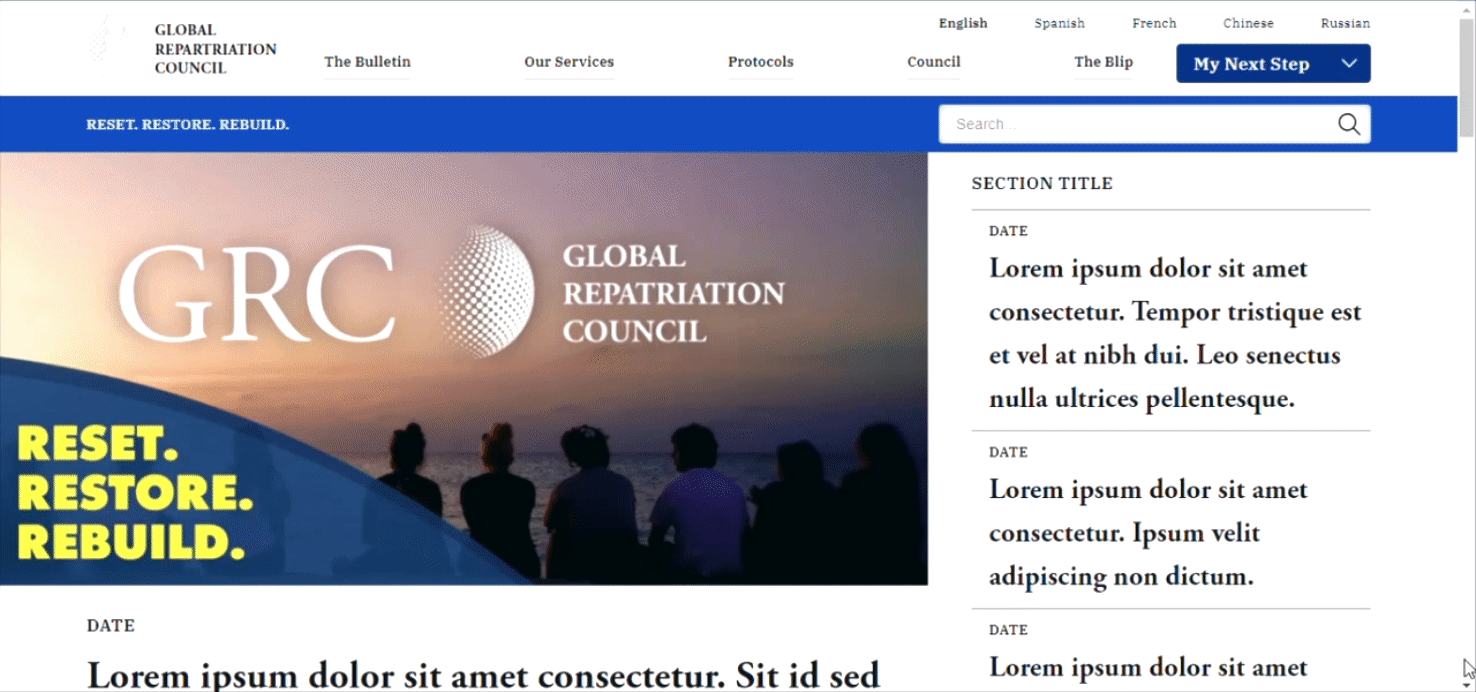 A GIF of my implementation of the previous home page feature.